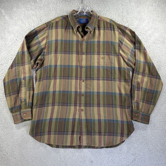Pendleton Shirt Size Mens Large Green Plaid Lobo Flannel Wool Blend Long Sleeve - Picture 1 of 6